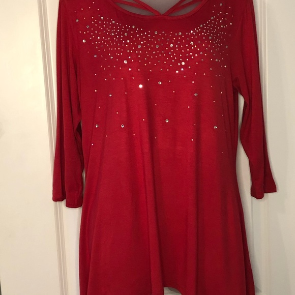 NWT Glitterscape Red Sharkbite Top Size M - Picture 5 of 8